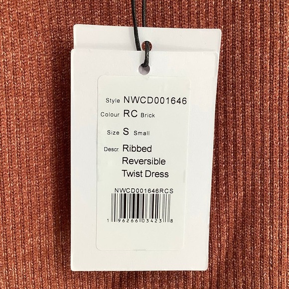 NEW! NAADAM Size Small Ribbed Reversible Twist Dress $325 msrp Brick Red J6-5 - Picture 10 of 11